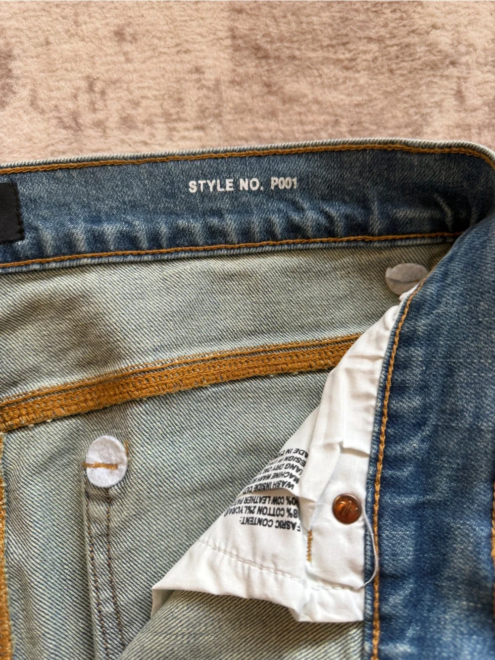 Purple Brand P001 Distressed Slim Fit Blue Denim Jeans Mens Size 34